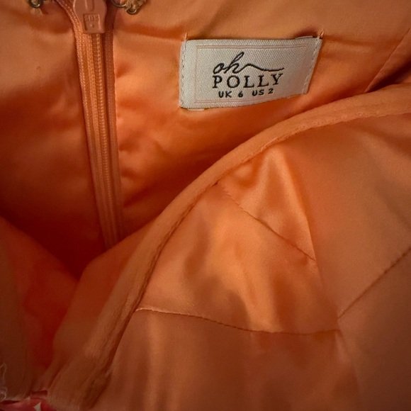 Oh Polly Pink and Orange Floral Puff Sleeve Mini Dress - Picture 5 of 5